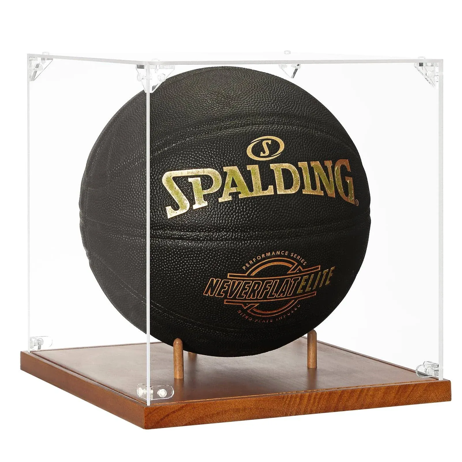 10&#034; Acrylic Basketball Display Case with Solid Wood Base for Memorable Keepsakes