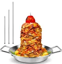 Al Pastor Skewer for Grill -Vertical Barbecue Stand Al Pastor, Kebabs, Shawarma, Gyros, with 10.5 inch base plate and 3 detachable sharp barbecue accessories (8 inches, 10 inches, and 12 inches)