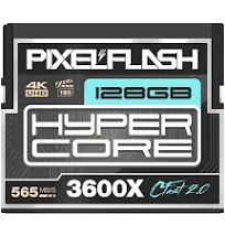 128GB PixelFlash CFast 2.0 Card 3600X HyperCore 565MB/s SATA3 VPG180 C Fast Card Compatible w/DSLR Cinematic Video & Photo Cams Lab Tested & Certified Flash Memory 128 GB 2024 Model