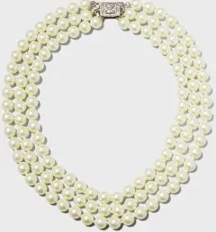 Kenneth Jay Lane Three Strand Faux- Pearl Necklace