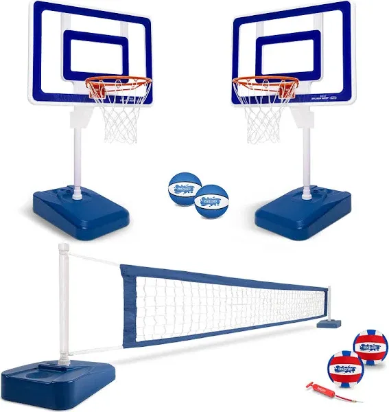 GoSports Splash Hoop ELITE 2-in-1 Pool Basketball & Volleyball Game Set