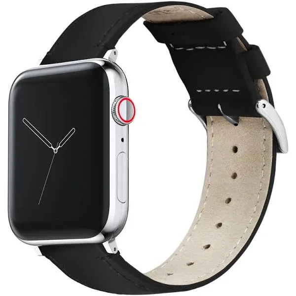 Black Leather Apple Watch Band | Black Stitching | BARTON