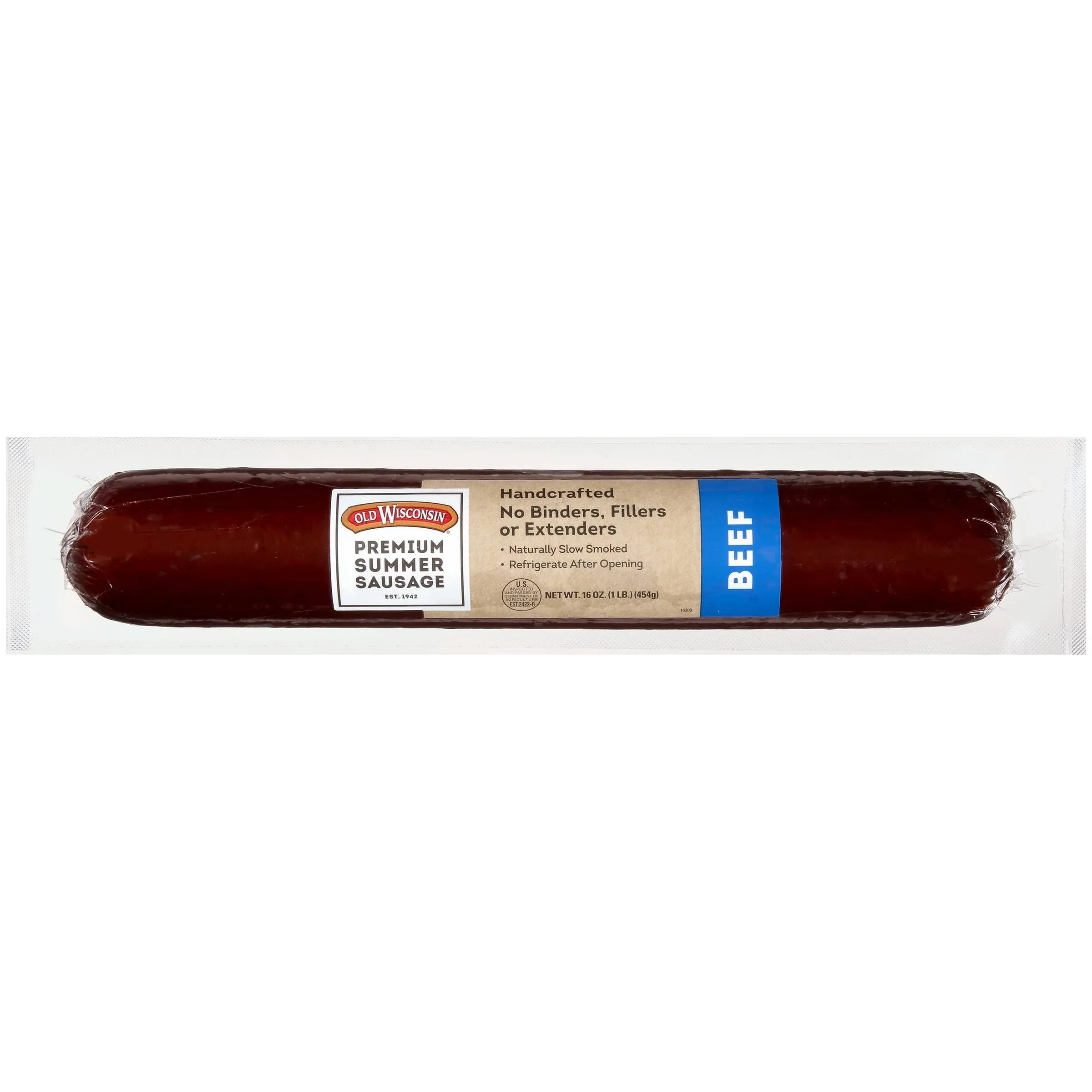 Old Wisconsin Premium Summer Sausage, 100% Natural Meat, Charcuterie, Ready to Eat, High Protein, Low Carb, Keto, Gluten Free, Beef Flavor, 16 Ounce