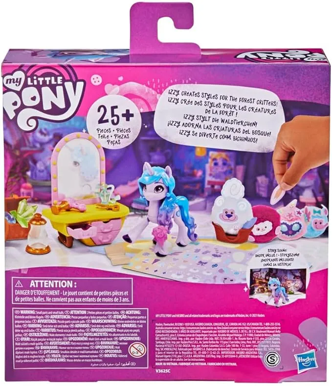 My Little Pony: A New Generation Movie Story Scenes Critter Creation Izzy Moonbow - Toy with 25 Accessories and 3-Inch Purple Pony