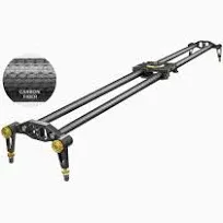 (Upgraded) 47 in Carbon Fiber Camera Slider / 120cm Dolly Track Rail, Smooth Bearing Stabilizer, Height Adjustable, Spirit Level, AGG1982