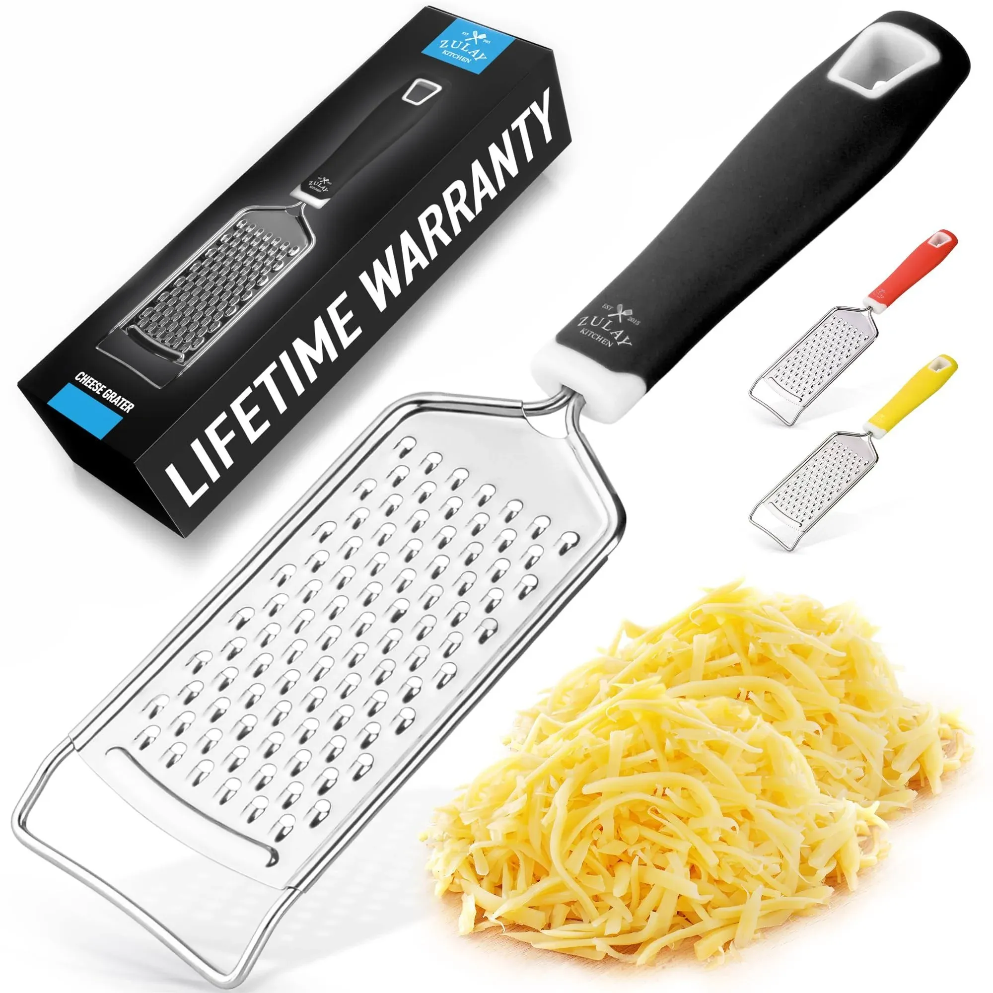 Zulay Kitchen Professional Stainless Steel Flat Handheld Cheese Grater