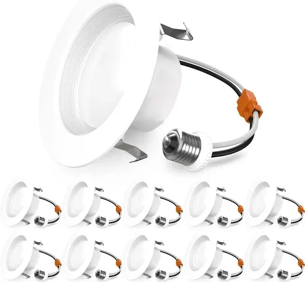 Sunco Lighting 10 Pack Retrofit LED Recessed Lighting 4 Inch 5000K Daylight