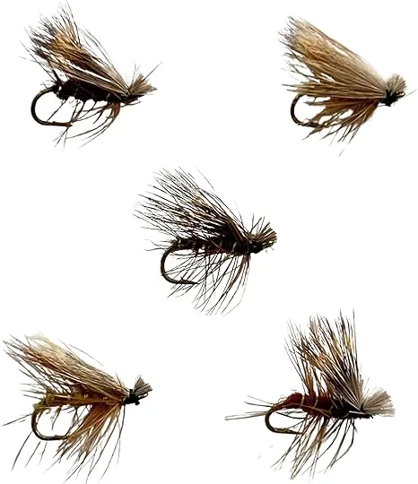 Feeder Creek 30pc Elk Hair Caddis Fly Fishing Flies, Premium Fly Fishing Dry Flies with Fly Box in 5 Colors and 3 Sizes Trout Flies | Trout Fly Assortment