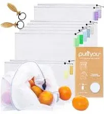 purifyou Premium Reusable Produce Bags - Set of 9 Various Sizes | Farmers Market