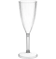 8 oz. Clear Stripe Round Disposable Plastic Champagne Flutes (4 ct)