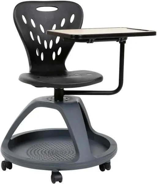 Flash Furniture 360 Degree Tablet Rotation Metal Mobile Desk Chair in Black