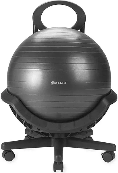 Gaiam Ultimate Fitness Core Balance Ball Chair with 5 Wheel Base, Black (2 Pack)