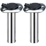 2pcs Boat Stainless Steel Fishing Rod Holder Flush Mount 90 Degree with PVC Cap Inner Tube and Gasket