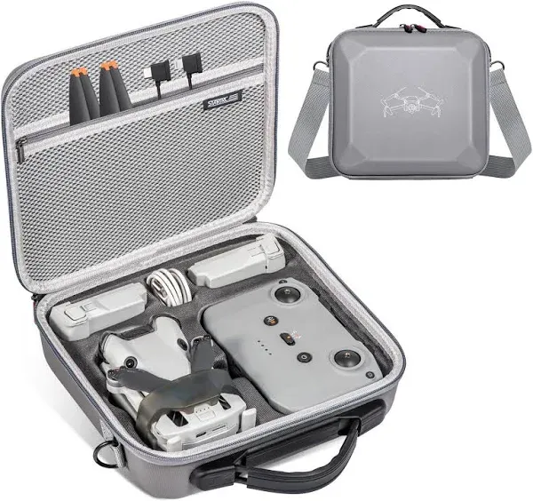 Mini 3 Pro Case, Waterproof PU Leather Carrying Case for DJI Mini 3 /DJI Mini 3 Pro/DJI Mini 4 Pro and Accessories, RC-N1 /N2Non-Screen Controller Combo with Shoulder Strap