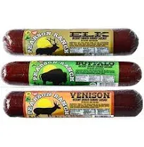 Pearson Ranch Game Meat Summer Sausage Pack of 3 Elk, Buffalo, Venison