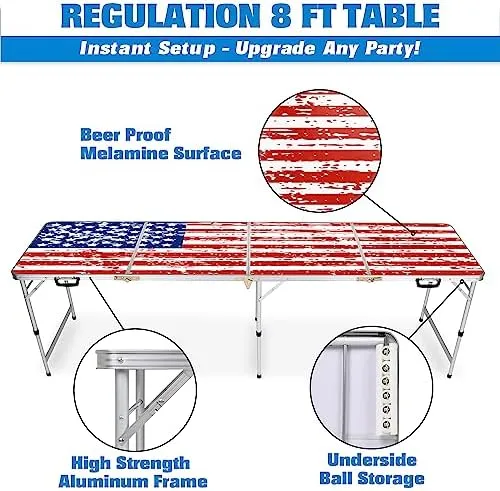 GoPong 8 Foot Portable Folding Pong Tailgate Game Table