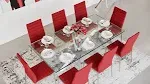 Zuri Modern Cortez 79" Clear Glass Dining Table with Polished Stainless Steel Base