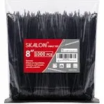 Zip Ties 8 inch 1000 Pack, 40lbs Tensile Strength, Black Cable Ties, Wire Ties for Indoor and Outdoor Use, by Skalon