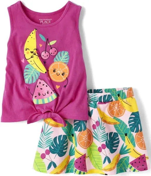 Toddler Girls Fruit 2-Piece Outfit Set - Pink