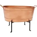 Achla Designs C-81C-S1 Classic Galvanized Tub and Stand, Copper and Black