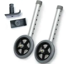 Universal Walker Wheel Kit: 5 Inch Sport Wheels and FlexFit Ski Glides (Black)