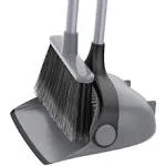 Broom and Dustpan Set with Adjustable Long Handle, Upright Combo for Floor, Clea