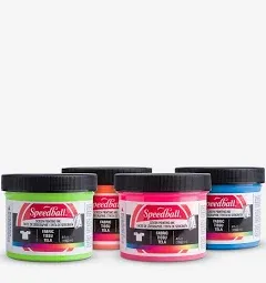 Speedball Fabric Screen Printing Ink, 4 Ounces, Assorted Fluorescent Colors, Set of 4