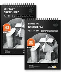 Artists Sketch Books 9 x 12 Shuttle Art 160 Sheets of Sketch Paper Pad