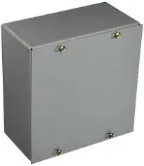 Wiegmann SC080804NK SC-Series NEMA 1 Screw Cover Wallmount Pull Box, No Knockouts, Painted Steel, 8" x 8" x 4", Gray