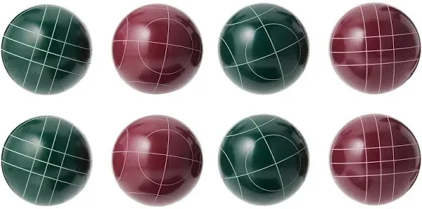 Hey! Play! Bocce Ball Set - Lawn Game for Backyard, Beach, or Wedding - Includes Red and Green Bocce Balls,