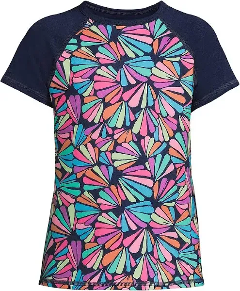 Lands' End Girls Graphic Mock Neck UPF 50 Sun Protection Rash Guard