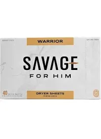 Savage for Him- Warrior Laundry Dryer Sheets 2 Boxes- 40 Each