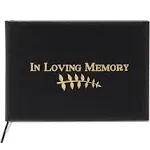 Paper Junkie Black Funeral Guest Book for Memorial Service, Gold Foil in Loving Memory Cover (8 x 6 in)