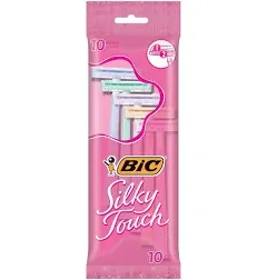 BIC STWP101 Silky Touch Women’s Disposable Razor, 2 Blades, Assorted Colors, Pack of 10