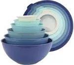 Cook with Color Nesting Mixing Bowls - 12 Piece Plastic Bowl Set with Lids, Microwave Safe (Mint Ombre)