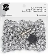 Dritz 1/4in Nickel Includes Eyelets and Tools Fasteners, Large 1/4"