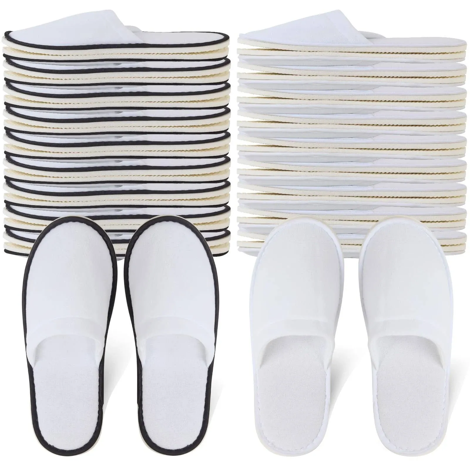 Yeios Hotel Spa Slippers Closed Toe Home Guest Slippers for Adult 20 Pairs for Men and Women White