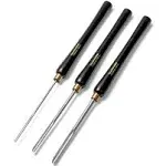 Yellowhammer Turning Tools Essentials 3 Piece Bowl Gouge Set Includes 1/4 Flute, 3/8 Flute, and 1/2 Flute Featuring Beech Handles, Brass Ferrules and