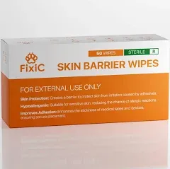 Fixic Skin Barrier Wipes - 50 PCS - Premium Skin Prep Protective Wipes - Skin Adhesive Wipes to Create the Barrier between Skin and Attachments - Skin Glue Wipes to Increase the Adhesive Tape Effect!