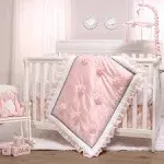 The Peanutshell Arianna Baby Crib Bedding Set - Pink/White - 3Pc