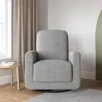 Baby Relax Step Swivel Accent Chair with USB Charger in Light Gray Linen