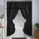 Stoneberry Home Ruffled Shower Curtain Set Black