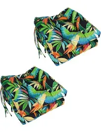 Blazing Needles 16 in. Spun Polyester Patterned Outdoor Square Chair Cushions