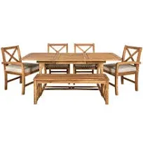 6-Piece Acacia Wood Outdoor Patio Dining Set