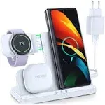 Lk Wireless Charging Station for Samsung 3 in 1 Wireless Charger Compatible for Samsung S23 Ultra Plus S22 S21 S20 Z Flip 5/4/3 Fold Note20,Galaxy Wat