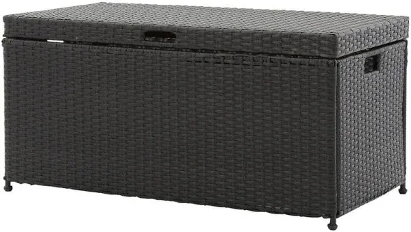 Jeco Wicker Outdoor Storage Deck Box 110 Gal. Capacity Bohemian Resin Black