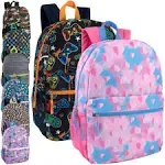 Trail maker 24 Pack of 17 Inch Printed Bulk Backpacks For Boys and Girls Wholesale Backpacks in Bulk for School Kids (Mixed Assortment)