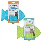 LickiMat Casper & Felix, Fish-Shaped Cat Slow Feeders Lick Mat, Boredom Anxiety Reducer Perfect for Food, Treats and Anxiety Reduction. Turquoise &