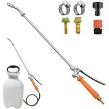 29 Inches Metal Sprayer Wand Compatible with Pump Sprayer, Garden Hose Sprayer Wand, 2 Brass Barbs Stainless Steel Sprayer Wand with Shut off Valve & 2 Hose Clamps (Upgrade All Metal Sprayer Wand)