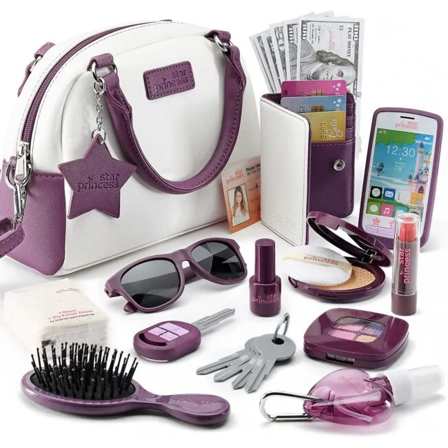 Star Princess Little Girls Purse with Accessories and Pretend Makeup